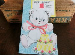 画像1: 1940年代〜50年代　ビンテージ　クマのぬいぐるみ　Birthdayカード